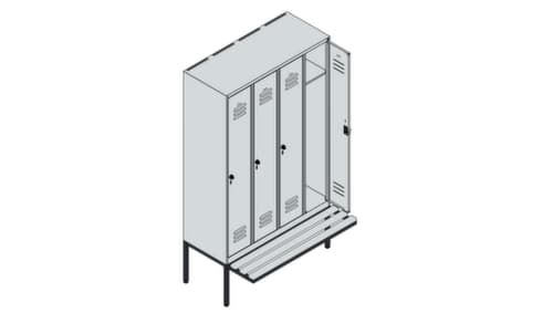 C+P Armoire vestiaire Classic Plus avec banc, largeur de compartiment 300 mm