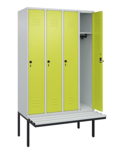 C+P Armoire vestiaire Classic Plus avec banc, largeur de compartiment 300 mm