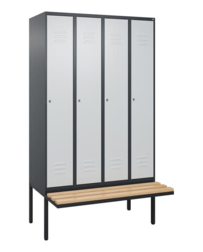 C+P Armoire vestiaire Classic Plus avec banc, largeur de compartiment 300 mm