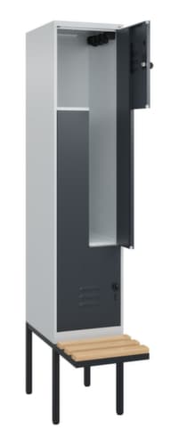 C+P Armoire vestiaire Z Classic Plus avec banc intégré, largeur de compartiment 400 mm