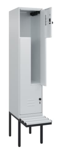 C+P Armoire vestiaire Z Classic Plus avec banc intégré, largeur de compartiment 400 mm