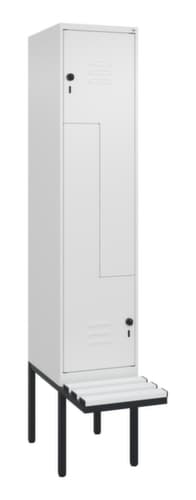 C+P Armoire vestiaire Z Classic Plus avec banc intégré, largeur de compartiment 400 mm