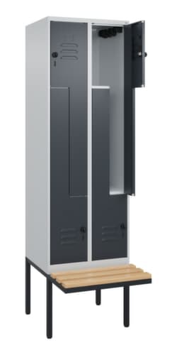 C+P Armoire vestiaire Z Classic Plus avec banc intégré, largeur de compartiment 300 mm