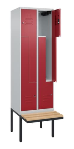 C+P Armoire vestiaire Z Classic Plus avec banc intégré, largeur de compartiment 300 mm
