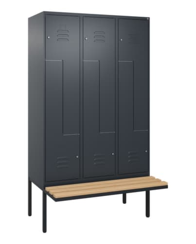 C+P Armoire vestiaire Z Classic Plus avec banc intégré, largeur de compartiment 400 mm
