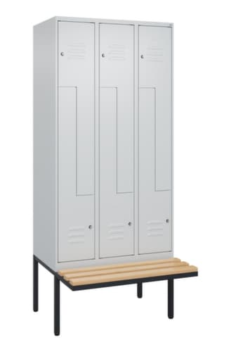 C+P Armoire vestiaire Z Classic Plus avec banc intégré, largeur de compartiment 300 mm