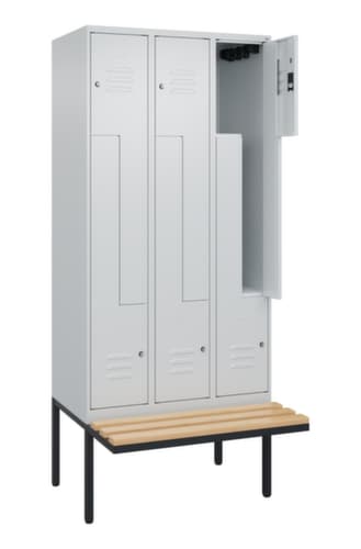 C+P Armoire vestiaire Z Classic Plus avec banc intégré, largeur de compartiment 300 mm