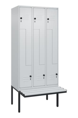 C+P Armoire vestiaire Z Classic Plus avec banc intégré, largeur de compartiment 300 mm