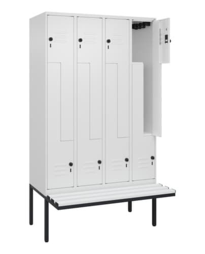C+P Armoire vestiaire Z Classic Plus avec banc intégré, largeur de compartiment 300 mm