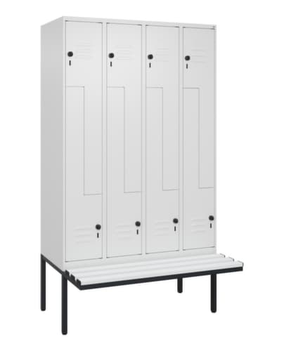 C+P Armoire vestiaire Z Classic Plus avec banc intégré, largeur de compartiment 300 mm