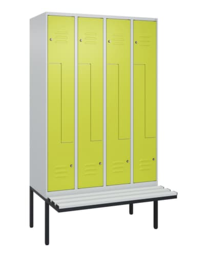 C+P Armoire vestiaire Z Classic Plus avec banc intégré, largeur de compartiment 300 mm