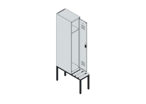 C+P Armoire vestiaire Classic Plus avec banc, largeur de compartiment 300 mm