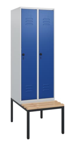 C+P Armoire vestiaire Classic Plus avec banc, largeur de compartiment 300 mm