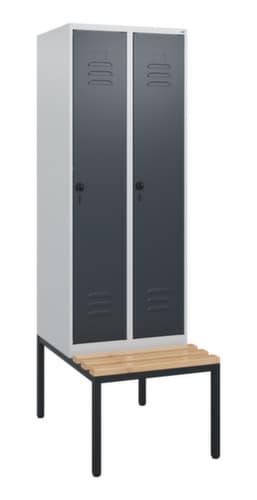 C+P Armoire vestiaire Classic Plus avec banc, largeur de compartiment 300 mm