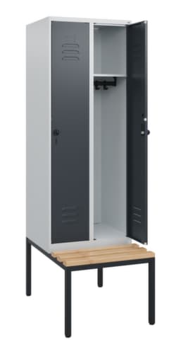 C+P Armoire vestiaire Classic Plus avec banc, largeur de compartiment 300 mm