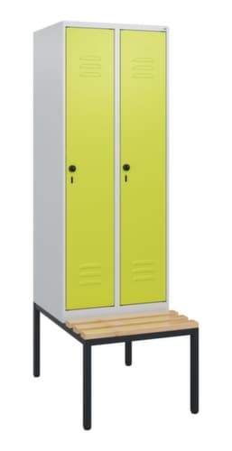 C+P Armoire vestiaire Classic Plus avec banc, largeur de compartiment 300 mm
