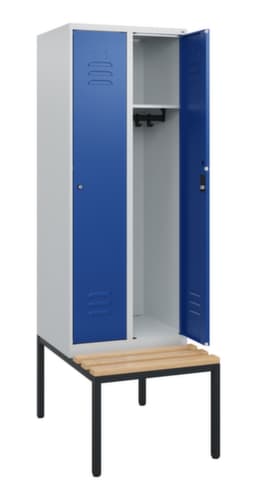 C+P Armoire vestiaire Classic Plus avec banc, largeur de compartiment 300 mm
