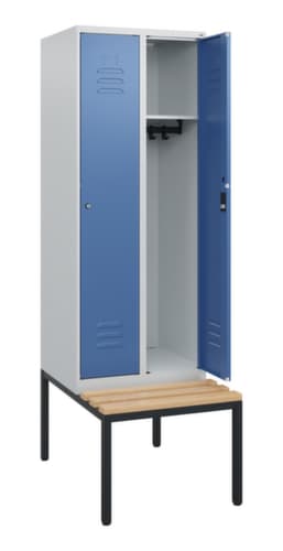 C+P Armoire vestiaire Classic Plus avec banc, largeur de compartiment 300 mm
