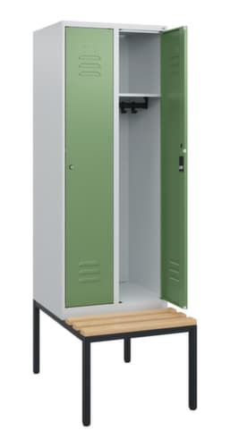 C+P Armoire vestiaire Classic Plus avec banc, largeur de compartiment 300 mm