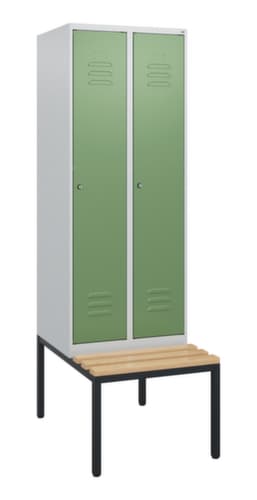 C+P Armoire vestiaire Classic Plus avec banc, largeur de compartiment 300 mm