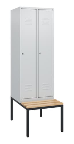 C+P Armoire vestiaire Classic Plus avec banc, largeur de compartiment 300 mm