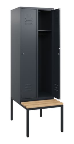 C+P Armoire vestiaire Classic Plus avec banc, largeur de compartiment 300 mm