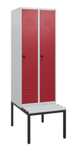 C+P Armoire vestiaire Classic Plus avec banc, largeur de compartiment 300 mm