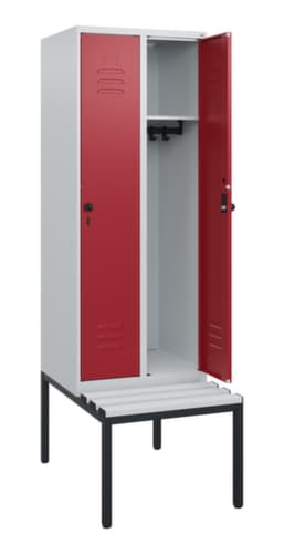 C+P Armoire vestiaire Classic Plus avec banc, largeur de compartiment 300 mm
