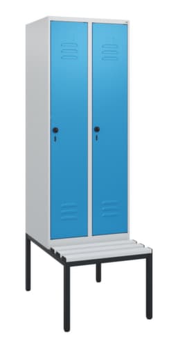 C+P Armoire vestiaire Classic Plus avec banc, largeur de compartiment 300 mm
