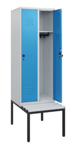 C+P Armoire vestiaire Classic Plus avec banc, largeur de compartiment 300 mm