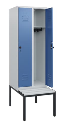 C+P Armoire vestiaire Classic Plus avec banc, largeur de compartiment 300 mm