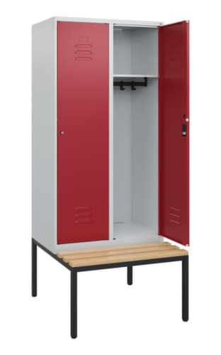 C+P Armoire vestiaire Classic Plus avec banc, largeur de compartiment 400 mm