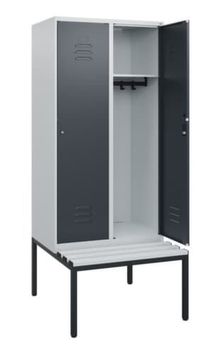 C+P Armoire vestiaire Classic Plus avec banc, largeur de compartiment 400 mm