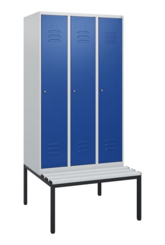 C+P Armoire vestiaire Classic Plus avec banc, largeur de compartiment 300 mm