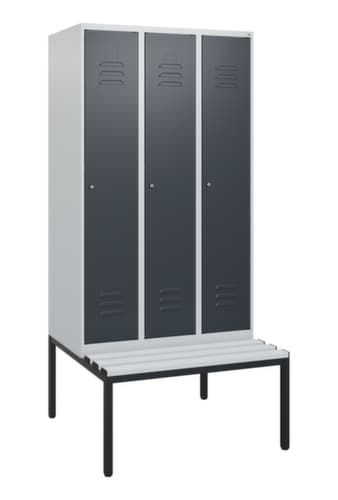 C+P Armoire vestiaire Classic Plus avec banc, largeur de compartiment 300 mm