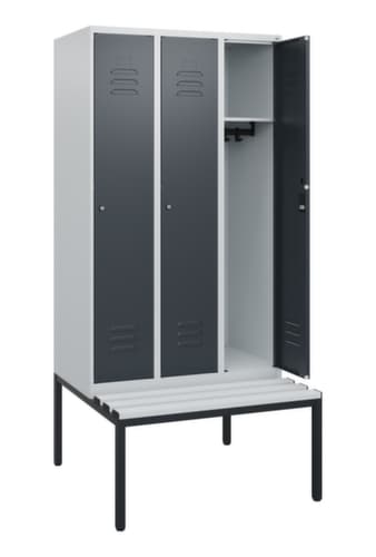 C+P Armoire vestiaire Classic Plus avec banc, largeur de compartiment 300 mm