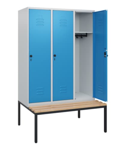 C+P Armoire vestiaire Classic Plus avec banc, largeur de compartiment 400 mm