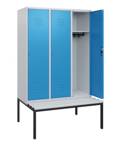 C+P Armoire vestiaire Classic Plus avec banc, largeur de compartiment 400 mm