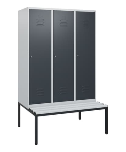 C+P Armoire vestiaire Classic Plus avec banc, largeur de compartiment 400 mm