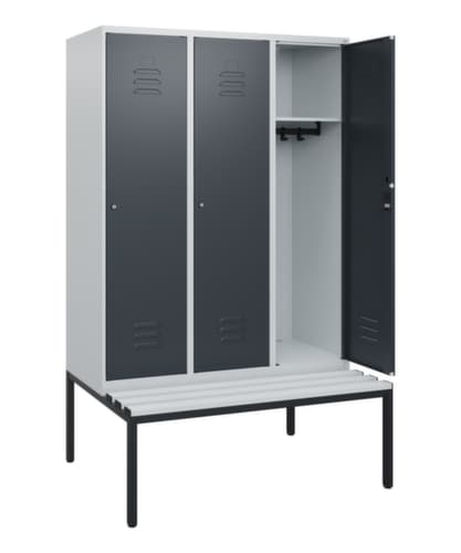 C+P Armoire vestiaire Classic Plus avec banc, largeur de compartiment 400 mm