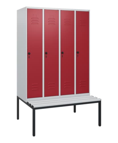 C+P Armoire vestiaire Classic Plus avec banc, largeur de compartiment 300 mm
