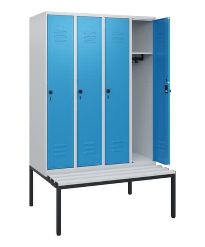 C+P Armoire vestiaire Classic Plus avec banc, largeur de compartiment 300 mm