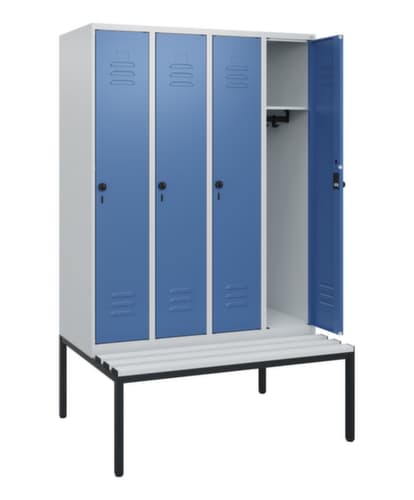 C+P Armoire vestiaire Classic Plus avec banc, largeur de compartiment 300 mm