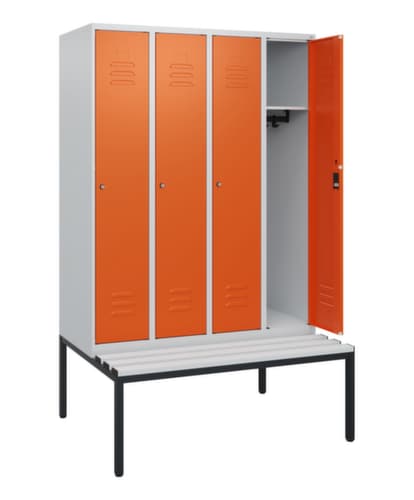 C+P Armoire vestiaire Classic Plus avec banc, largeur de compartiment 300 mm