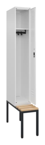 C+P Armoire vestiaire Classic Plus avec banc, largeur de compartiment 300 mm