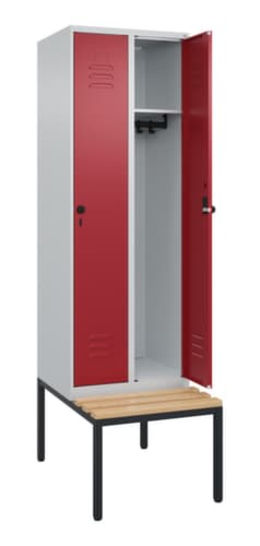 C+P Armoire vestiaire Classic Plus avec banc, largeur de compartiment 300 mm