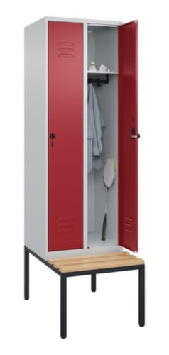 C+P Armoire vestiaire Classic Plus avec banc, largeur de compartiment 300 mm