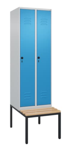 C+P Armoire vestiaire Classic Plus avec banc, largeur de compartiment 300 mm