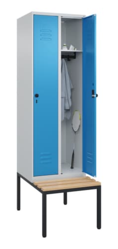 C+P Armoire vestiaire Classic Plus avec banc, largeur de compartiment 300 mm