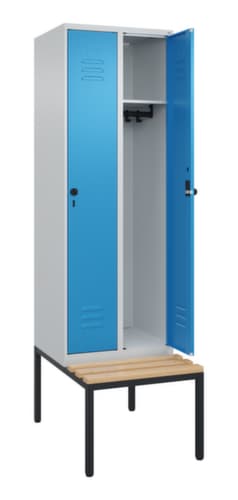 C+P Armoire vestiaire Classic Plus avec banc, largeur de compartiment 300 mm